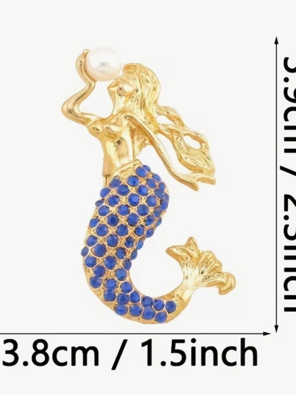 Betsey Johnson Mermaid Necklace/brooch with Blue Crystal Tail and Faux Pearl - Picture 7 of 9
